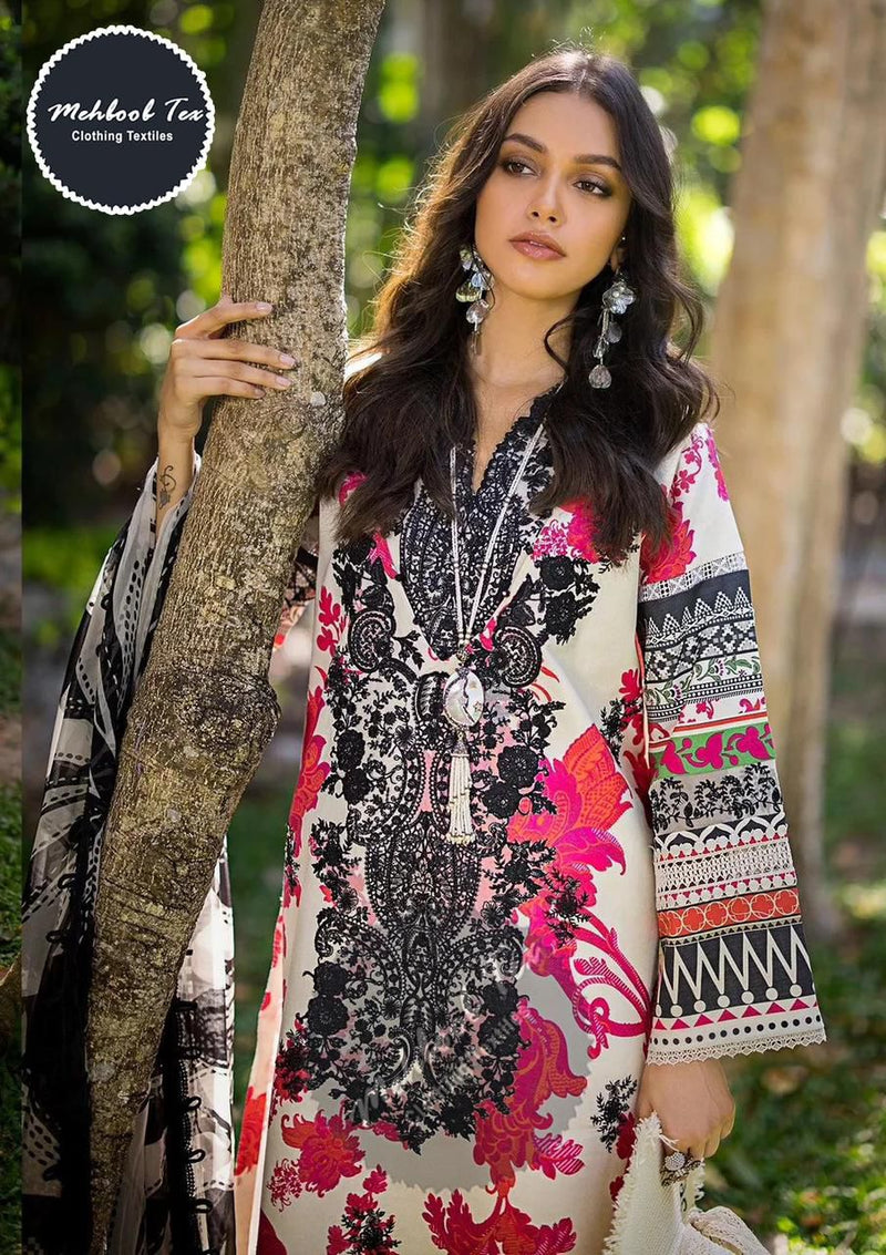 Mehboob Tex 1404 A Pure Camric Cotton With Emboridery Patches Salwar Suit