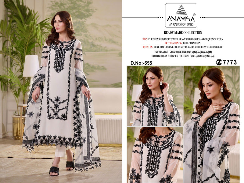 Anamsa 555 Fox Georgette Heavy Embroidered Design Sequence Work Salwar Suit