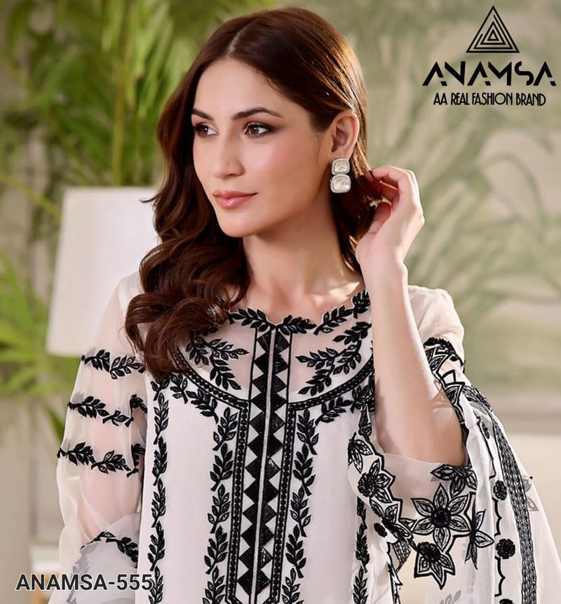 Anamsa 555 Fox Georgette Heavy Embroidered Design Sequence Work Salwar Suit