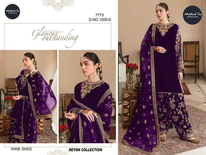 MEHBOOB TEX DNO 1209 D REYON EMBROIDERED DESIGNER STYLISH WITH HAND WORK PAKISTANI SUIT SINGLES