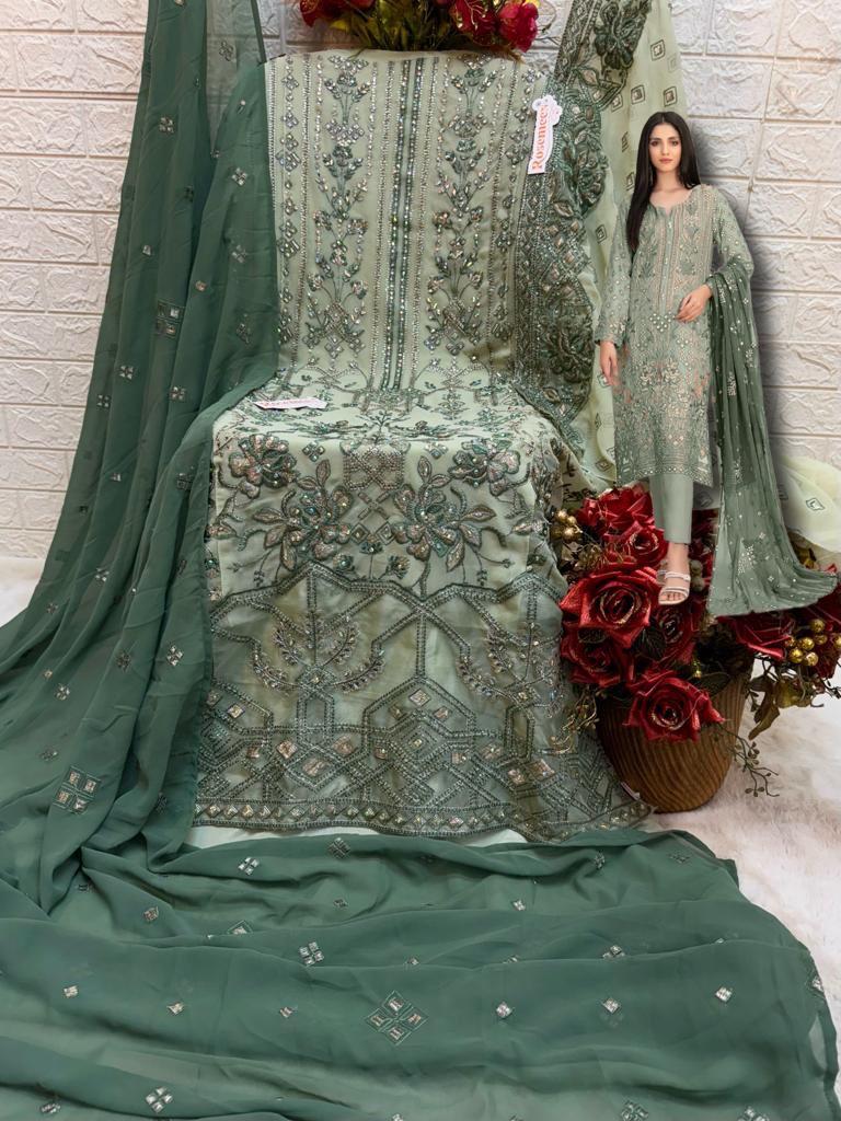 FEPIC ROSEMEEN DNO C 1731 B GEORGETTE EMBROIDERED WITH HEAVY HANDWORK PAKISTANI SUIT SINGLE