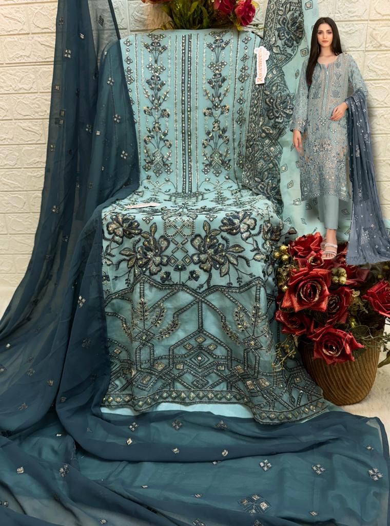 FEPIC ROSEMEEN DNO C 1731 C GEORGETTE EMBROIDERED WITH HEAVY HANDWORK PAKISTANI SUIT SINGLE