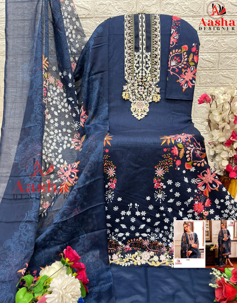 AASHA 1119 PURE COTTON PRINT WITH HEAVY EMBROIDERY WORK PAKISTANI SUIT