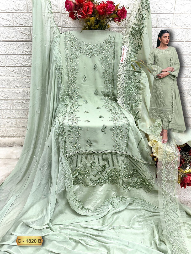 FEPIC ROSEMEEN DNO C 1820 B GEORGETTE EMBROIDERED WITH HEAVY HANDWORK PAKISTANI SUIT SINGLE