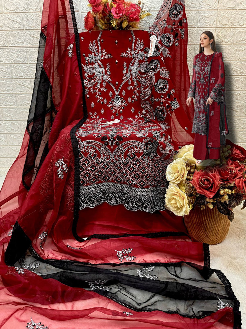 FEPIC ROSEMEEN DNO C 1709 C GEORGETTE EMBROIDERED WITH HEAVY HANDWORK PAKISTANI SUIT SINGLE