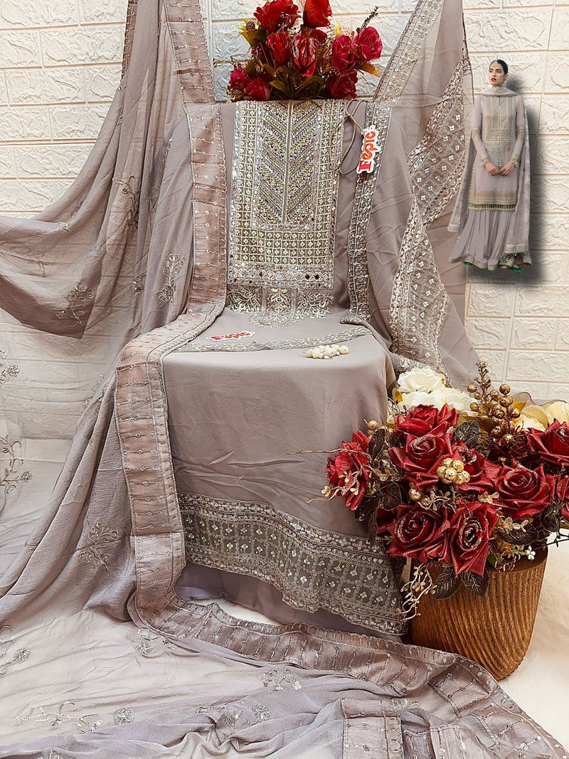 FEPIC ROSEMEEN DNO 5250 C GEORGETTE EMBROIDERED WITH HEAVY HANDWORK PAKISTANI SUIT SINGLE