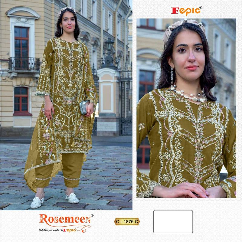 FEPIC ROSEMEEN 1876 C ORGANZA EMBROIDERED WITH HEAVY HANDWORK PAKISTANI SUIT