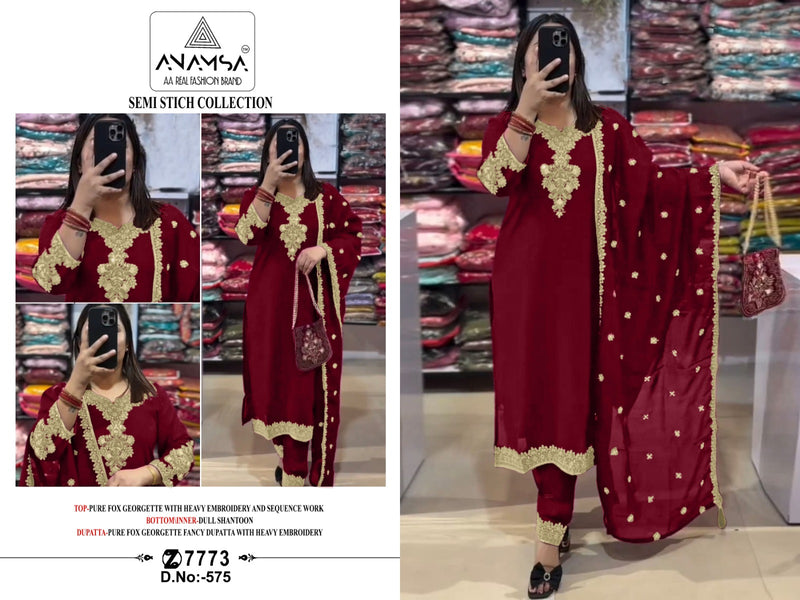 Anamsa 575 Fox Georgette Embroidery Sequence Work Salwar Suit