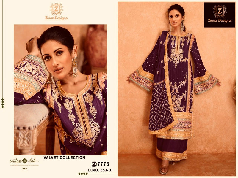 Ziaaz 635 B Velvet Embroidered Coding Work Salwar Suit