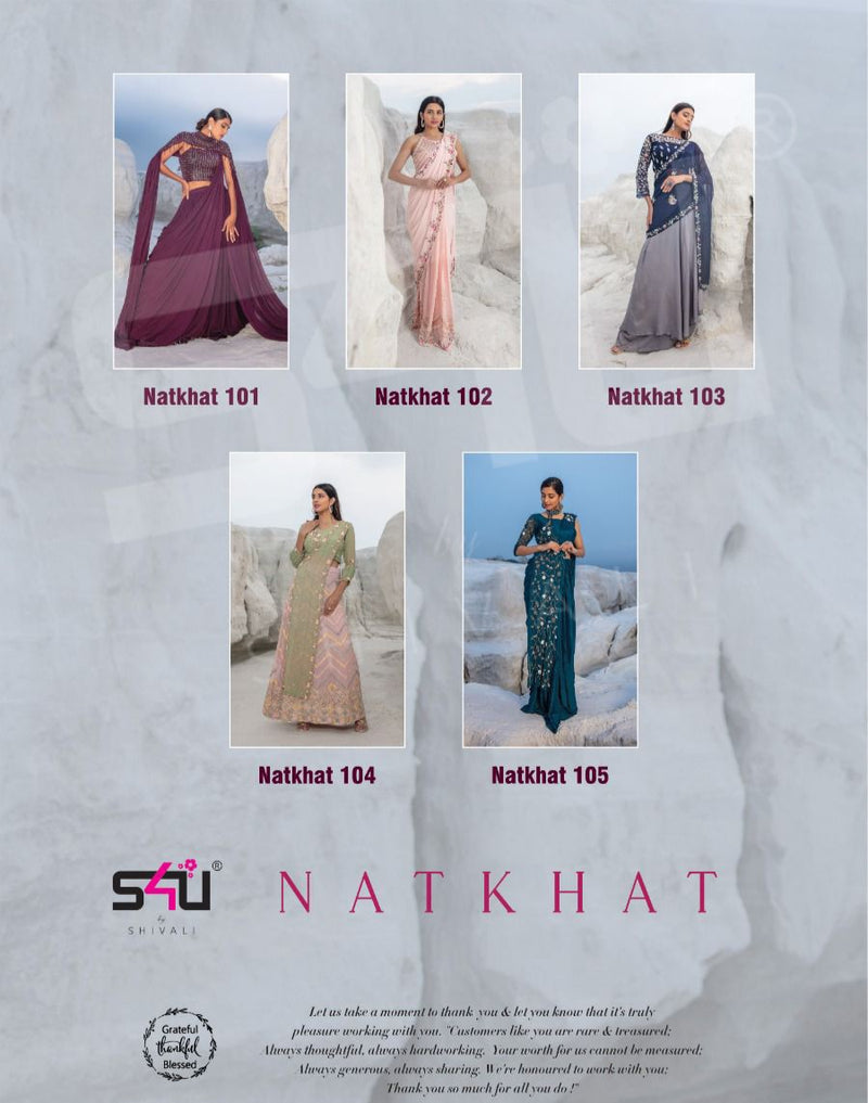 S4U NATKHAT GEIRGETTE FESTIVE LOOK SAREE CATALOG HEAVY EMBROIDERED DESIGNER STYLISH PARTY WEAR SAREE