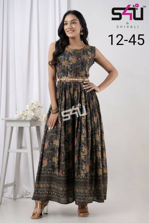 S4U 12-45 FANCY DESENT LOOK JUMPSUIT SIZE SET HEAVY EMBROIDERED DESIGNER STYLISH PARTY WEAR