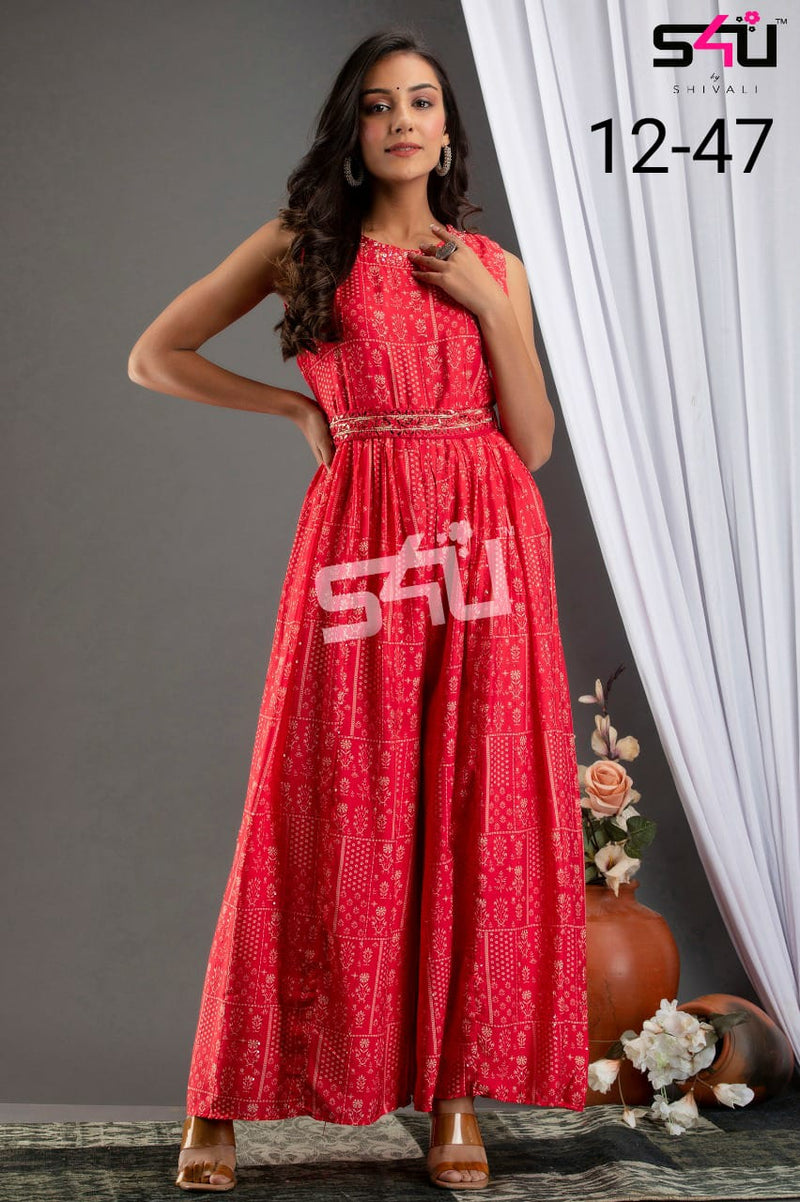 S4U 12-47 FANCY NEW AND MODERN STYLE SIZE SUIT HEAVY EMBROIDERED DESIGNER STYLISH  JUMPSUIT