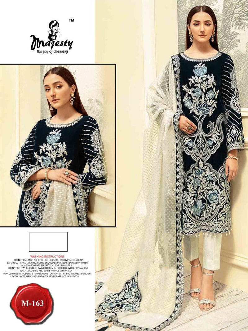 MAJESTY M 163 GEORGETTE HEAVY EMBROIDERY WORK SALWAR SUITS SINGLES