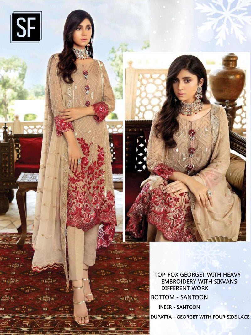 Sf 101 Cream Colour Pakistani Salwar Suits