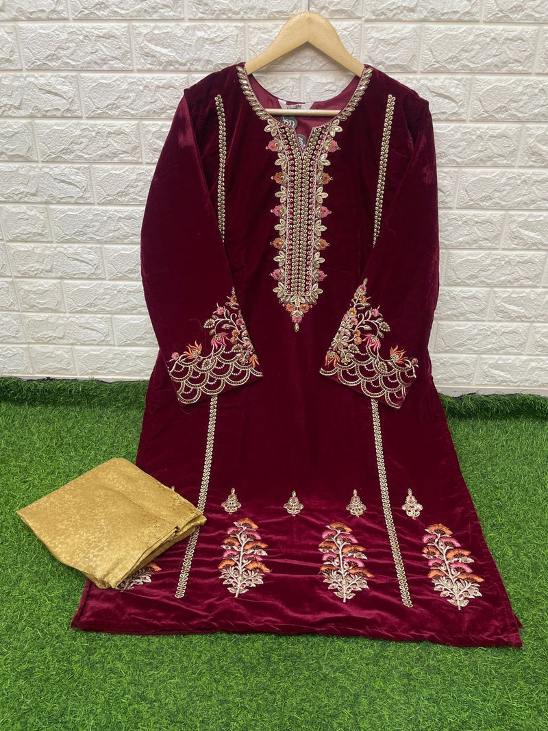 Laxuria Trendz Dno 1229 Look Classy Style Tunic In Velvet Designer Winter Collection Readymade Kurti