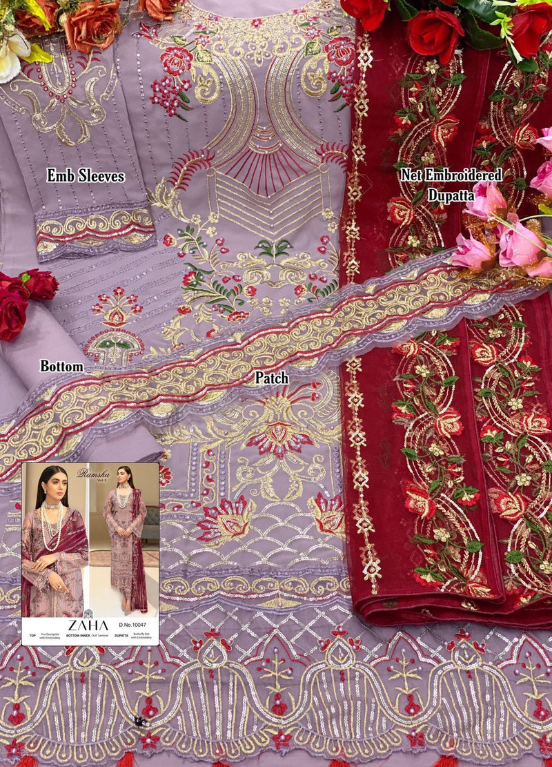 ZAHA D NO 10047 GEORGETTE WITH HEAVY EMBROIDERED WEDDING WEAR PAKISTANI SALWAR SUIT