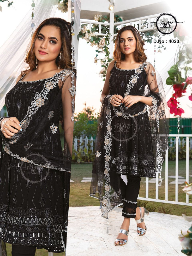 M AND M DNO 4020 GEORGETTE  STYLISH DESIGNER EMBOIRDERED PARTY WEAR