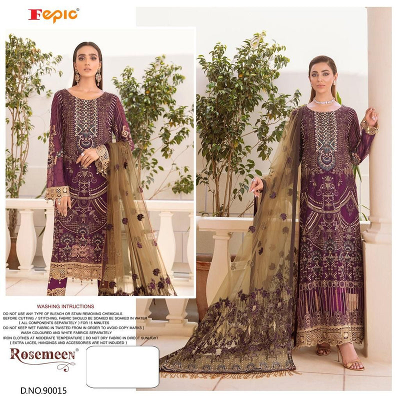 FEPIC ROSEMEEN DNO 90015 FAUX GEORGETTE EMBROIDERY SALWAR SUITS IN WHOLESALE
