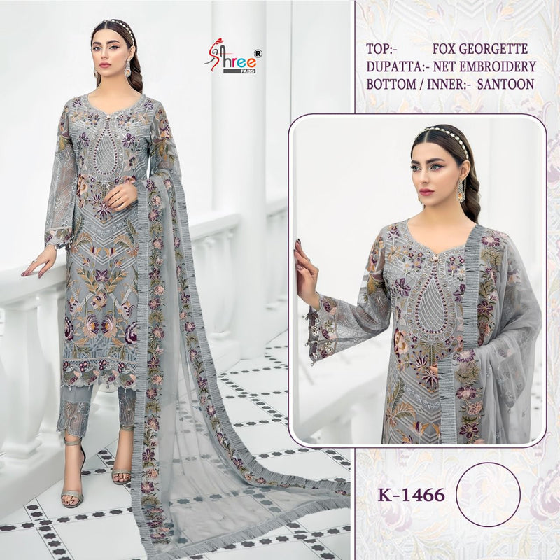 SHREE FAB K 1466 FAUX GEORGETTE EMBROIDERED PAKISTANI SALWAR SUITS