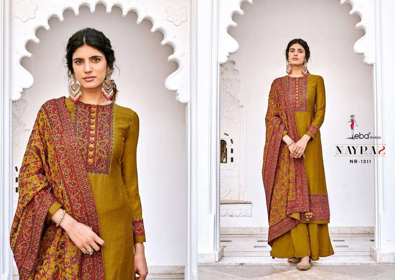 EBA LIFESTYLE NYRA VOL 2 1311 VISCOSE SILK EMBROIDERY SALWAR SUIT IN WHOLESALE