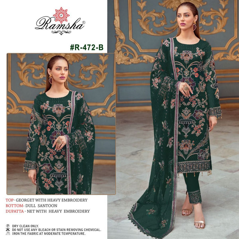 RAMSHA DNO 472 A GEORGETTE WITH EMBROIDERED STYLISH DESIGNER PARTY WEAR SALVAR SUIT