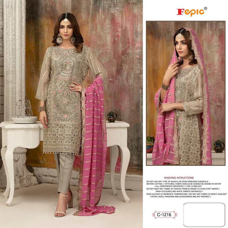 FEPIC ROSEMEEN C 1216 A FOX GEORGETTE HEAVY HAND WORK STYLISH DESIGNER PARTY WEAR PAKISTANI SUIT SPEICAL EID COLLETIONS SINGLES