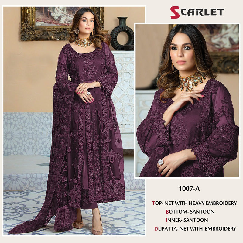 Scarlet Net Heavy Embroidered Fancy Salwar Suit