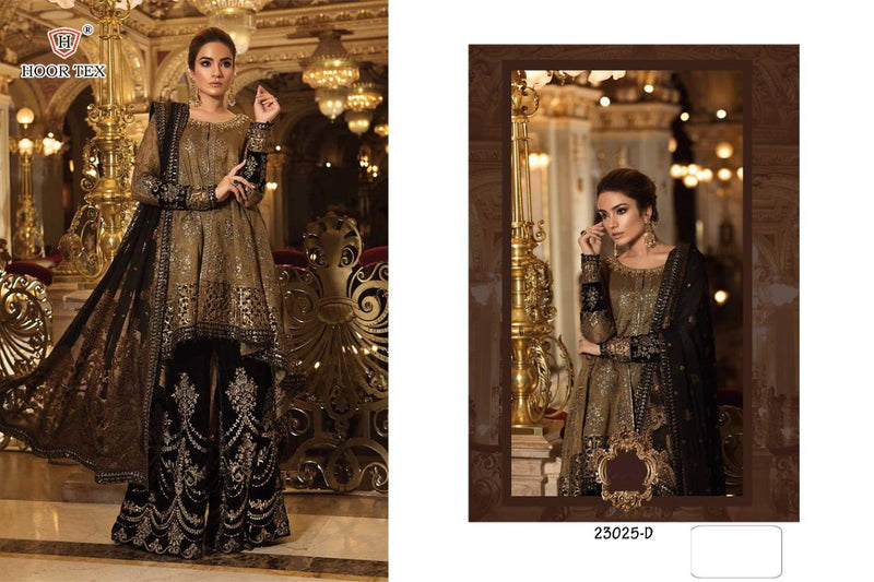 HOOR TEX D NO 23025 D FAUX GEORGETTE DESIGNER WEDDING WEAR SALWAR SUIT SINGLE