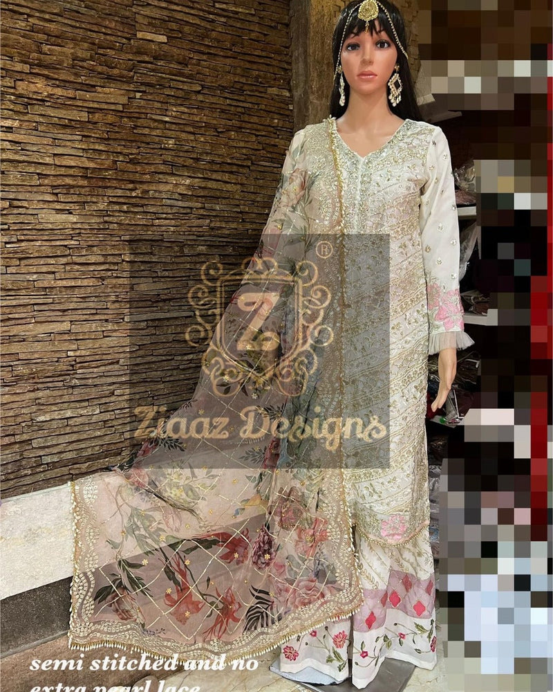 ZIAAZ DESIGNS D NO 7773 B GEORGETTE DESIGNER WEDDING WEAR SALWAR SUIT SINGLE