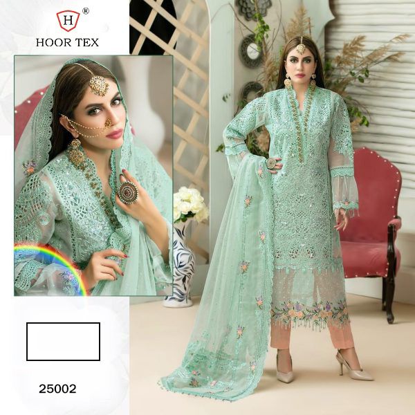 HOOR TEX DNO 25001 GEORGETTE HEAVY NET STYLISH DESIGNER PAKISTANI PARTY WEAR SALWAR SUIT