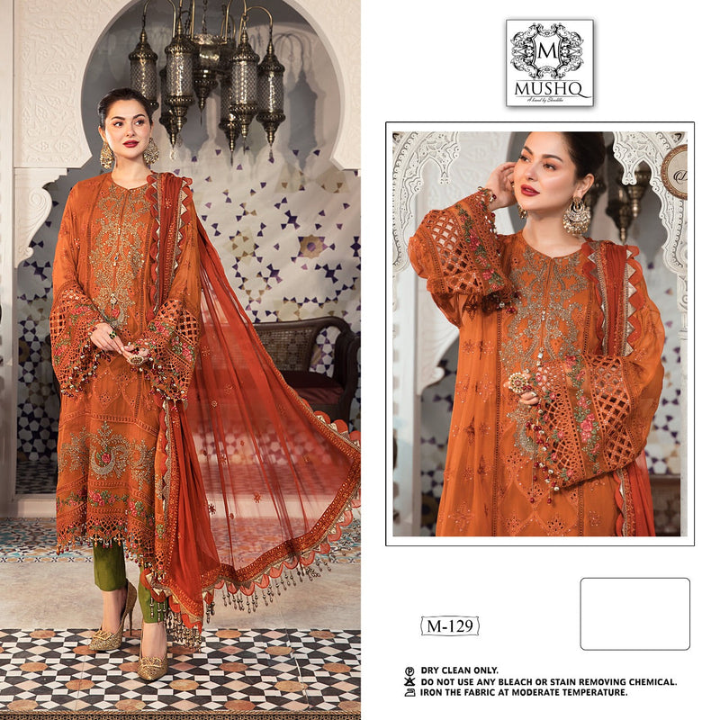 MUSHQ D NO M 129 FOX GEORGETTE WITH HEAVY EMBROIDERY WORK PAKISTANI SALWAR SUIT