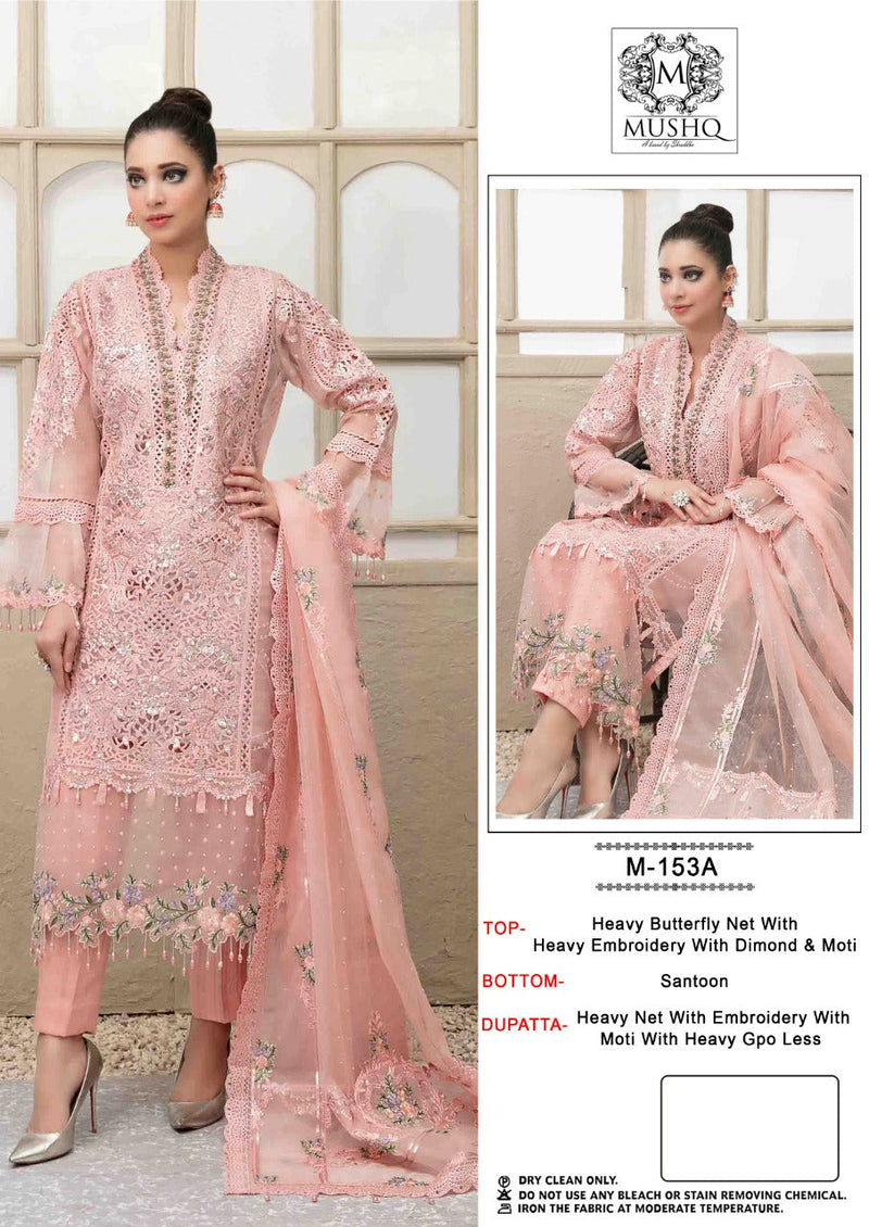 MUSHQ D NO M 153 A GEORGETTE BUTTERFLY NET WITH EMBROIDERY STYLISH DESIGNER PAKISTANI SALWAR SUIT