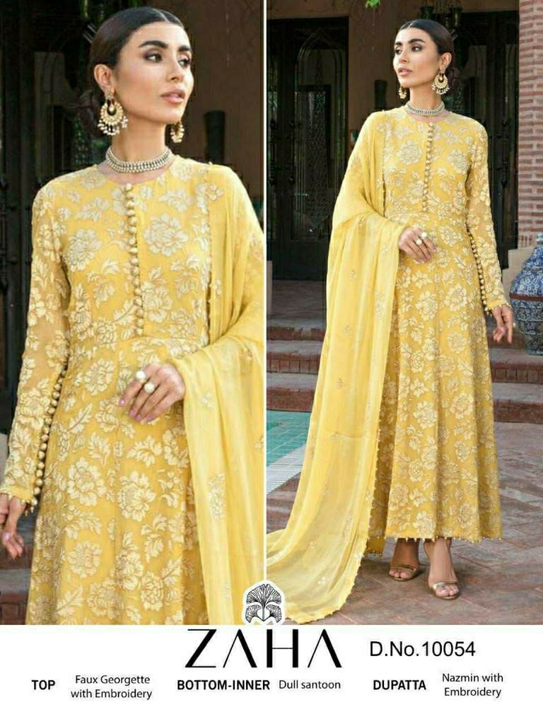 ZAHA DNO 10054 GEORGETTE WITH EMBROIDERY WORK STYLISH DESIGNER PARTY WEAR PAKISTANI SALWAR SUIT