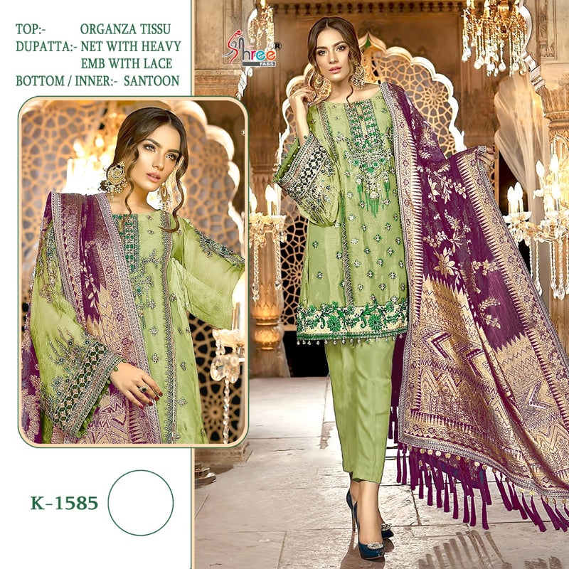 SHREE FABS D NO 1585 GEORGETTE WITH HEAVY EMBROIDERY WORK READY TO WEAR PAKISTANI SUIT