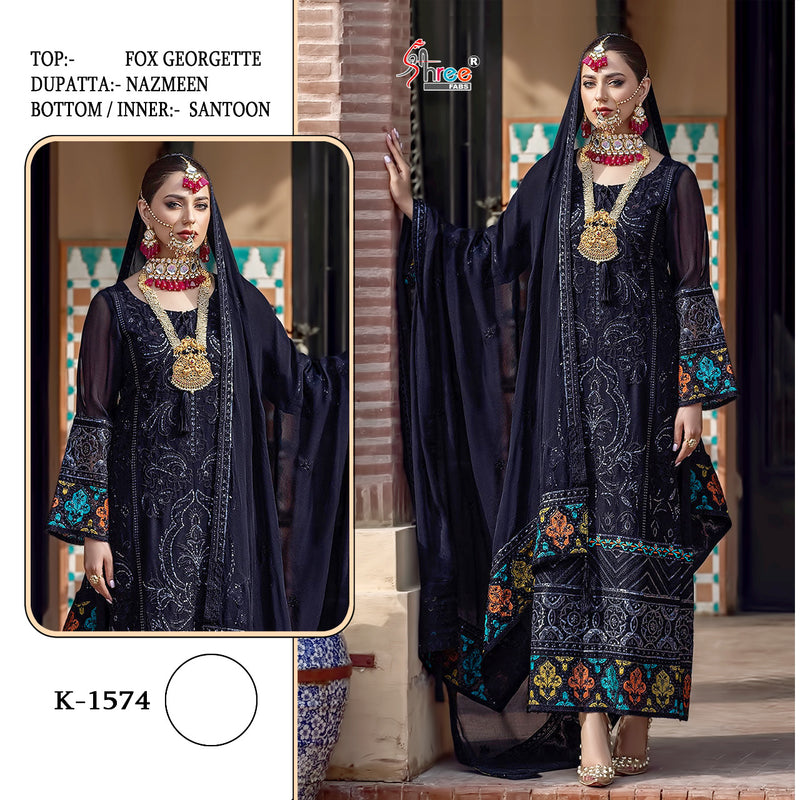 SHREE FAB D NO 1574 GEORGETTE WITH HEAVY EMBROIDERY WEDDING WEAR PAKISTANI SUIT