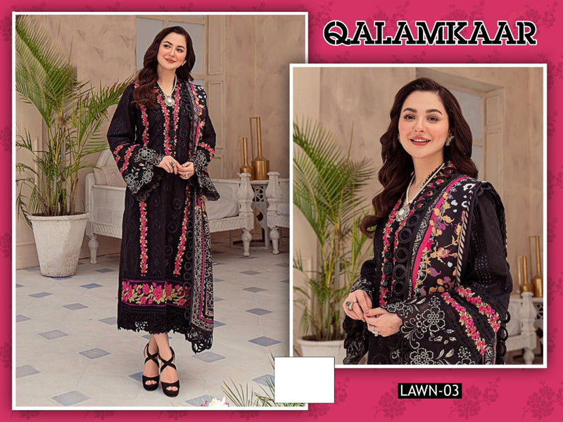 QALAMKAAR D NO 03 GEORGETTE WITH HEAVY EMBROIDERY PARTY WEAR PAKISTANI SUIT