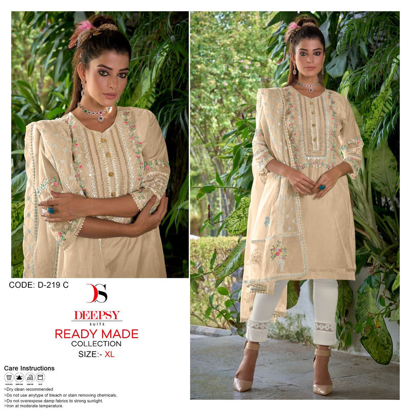 DEEPSY D NO 219 C GEORGETTE WITH HEAVY EMBROIDERY WORK READY TO WEAR PAKISTANI SUIT