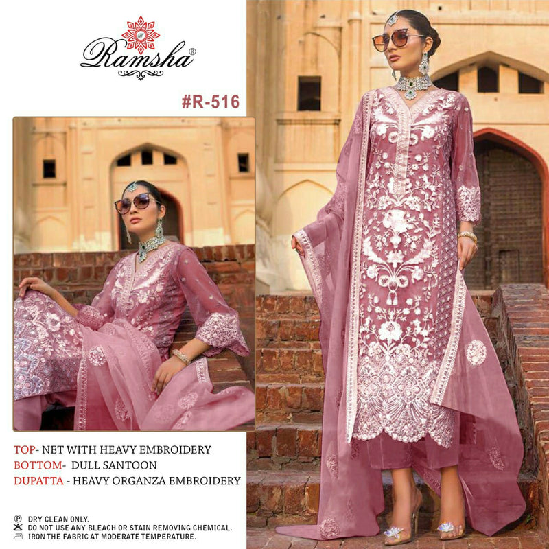RAMSHA D NO R 516 GEORGETTE WITH HEAVY EMBROIDERY WORK READY TO WEAR PAKISTANI SUIT