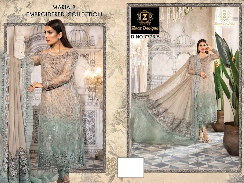 ZIAAZ D NO 7773 B GEORGETTE WITH HEAVY EMBROIDERY PARTY WEAR DESIGNER PAKISTANI SUIT
