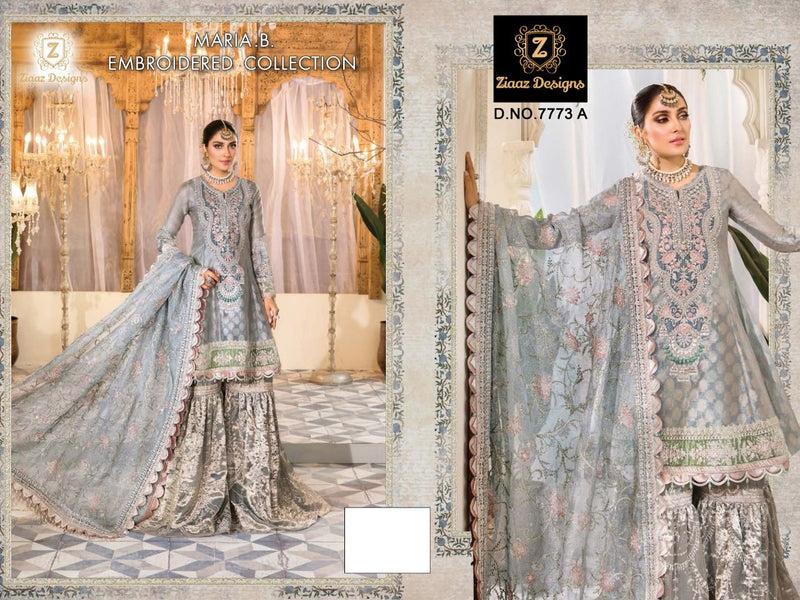 ZIAAZ D NO 7773 A GEORGETTE WITH HEAVY EMBROIDERY PARTY WEAR DESIGNER PAKISTANI SUIT