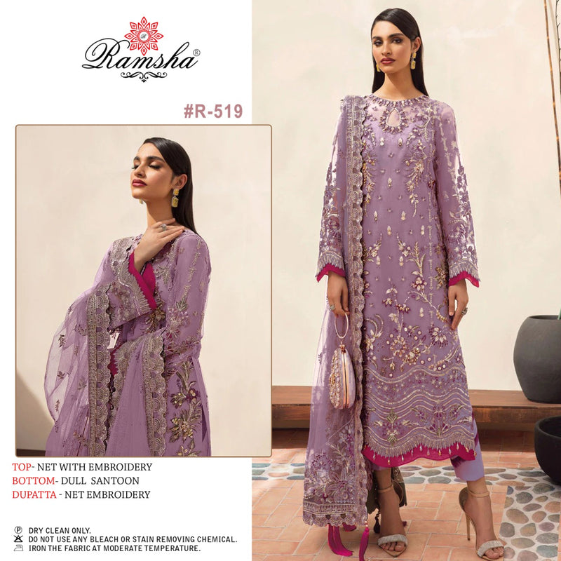 RAMSHA D NO R 519 GEORGETTE WITH HEAVY EMBROIDERY WORK READY TO WEAR PAKISTANI SUIT