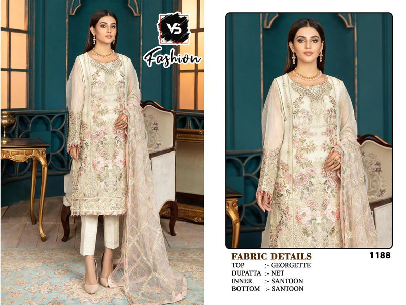VS FASHION D NO 1188 GEORGETTE WITH HEAVY EMBROIDERY HAND WORK BEST DESIGNER PARTY WEAR PAKISTANI SUIT
