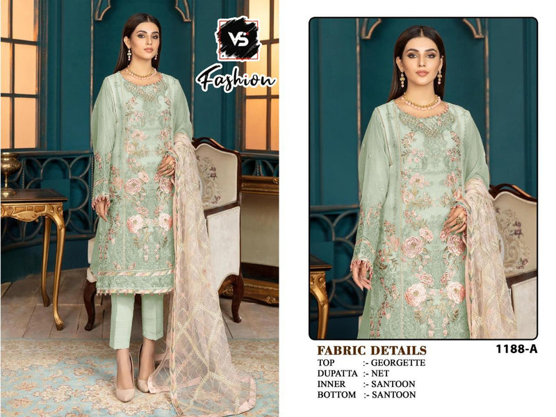 VS FASHION D NO 1188 A GEORGETTE WITH HEAVY EMBROIDERY PARTY WEAR DESIGNER PAKISTANI SUIT