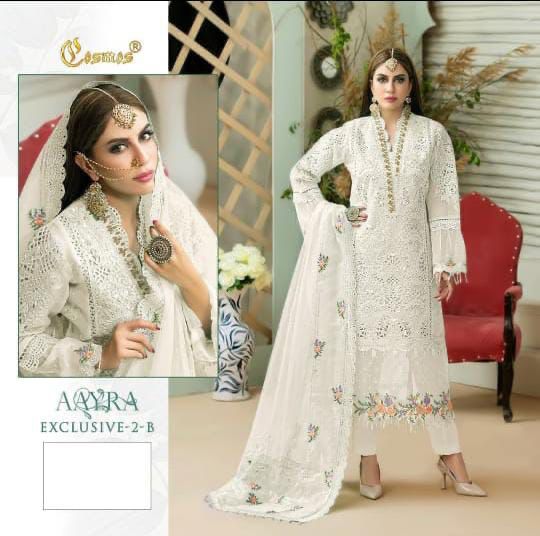 COSMOS AAYRA EXCLUSIVE 2 B GEORGETTE WITH HEAVY EMBROIDERY PARTY WEAR DESIGNER PAKISTANI SUIT