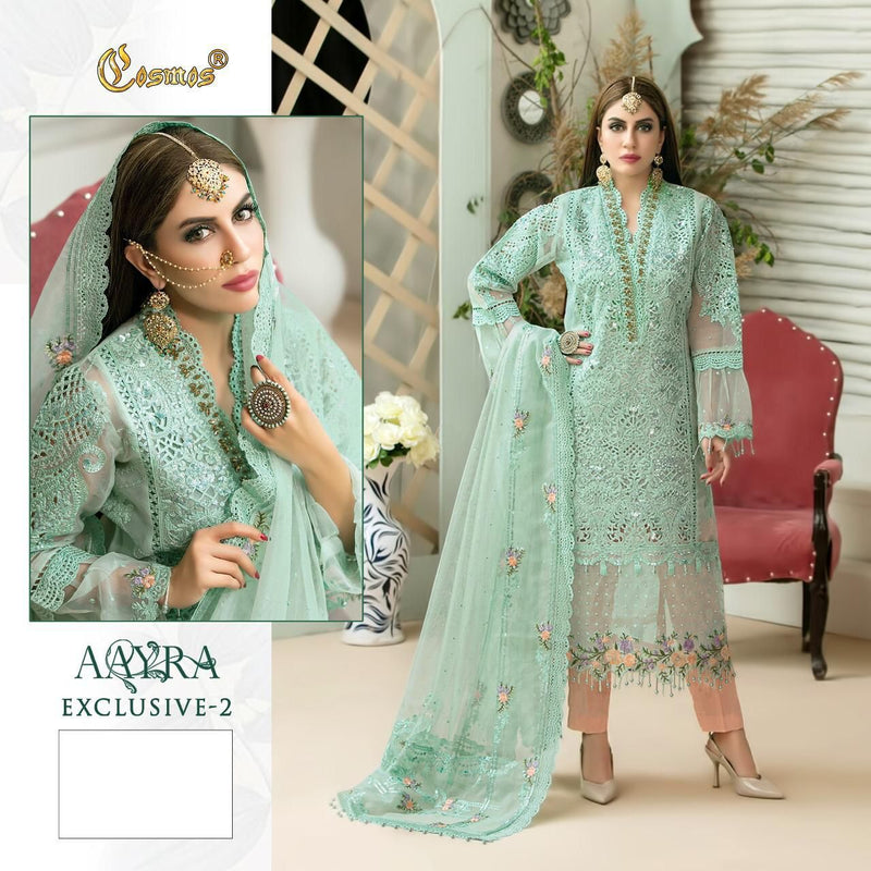COSMOS AAYRA EXCLUSIVE 2 GEORGETTE WITH HEAVY EMBROIDERY PARTY WEAR DESIGNER PAKISTANI SUIT