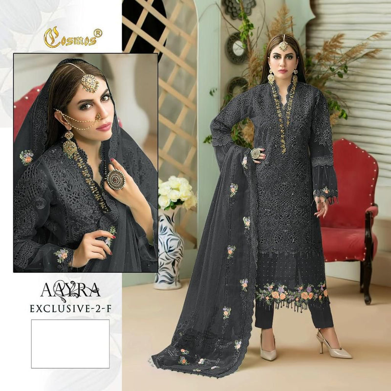 COSMOS AAYRA EXCLUSIVE 2 F GEORGETTE WITH HEAVY EMBROIDERY PARTY WEAR DESIGNER PAKISTANI SUIT