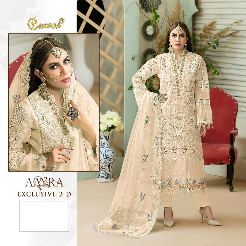 COSMOS AAYRA EXCLUSIVE 2 D GEORGETTE WITH HEAVY EMBROIDERY PARTY WEAR DESIGNER PAKISATNI SUIT