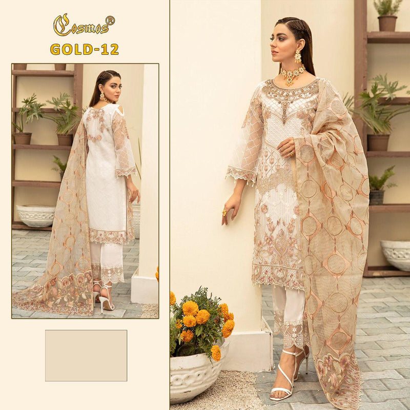 COSMOS GOLD 12 GEORGETTE WITH HEAVY EMBROIDERY HAND WORK BEST DESIGNER READY TO WEAR PAKISTANI SUIT