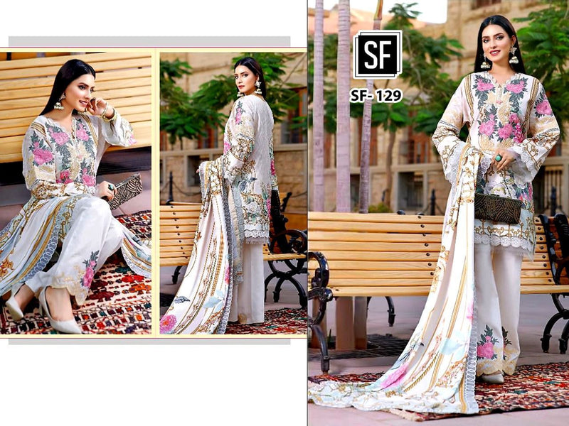 SF D NO 129 GEORGETTE WITH HEAVY EMBROIDERY PARTY WEAR DESIGNER PAKISTANI SUIT