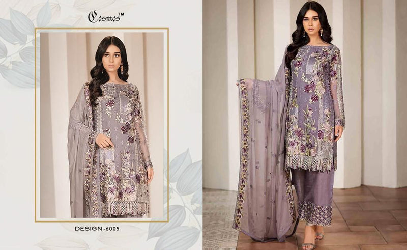 COSMOS D NO 6005 GEORGETTE WITH HEAVY EMBROIDERY PARTY WEAR DESIGNER PAKISTANI SUIT